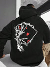 4 Playing Card Printed Oversized Hoodie for Men