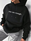 You Are Enough Printed Oversized Hoodie for Men