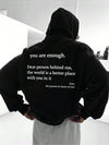 You Are Enough Printed Oversized Hoodie for Men