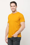 Solid Men Round Neck Yellow T Shirt