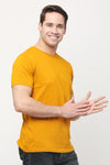 Solid Men Round Neck Yellow T Shirt