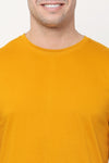 Solid Men Round Neck Yellow T Shirt