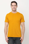 Solid Men Round Neck Yellow T Shirt