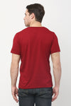 Solid Men V Neck Maroon T Shirt