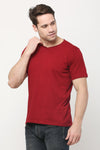 Solid Men V Neck Maroon T Shirt