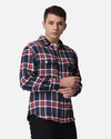 Men's Blue & Red Drop Shoulder Flannel Cotton Full Sleeves Shirt