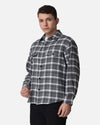 Men's Light Grey & White Drop Shoulder Flannel Cotton Full Sleeves Shirt