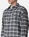 Men's Light Grey & White Drop Shoulder Flannel Cotton Full Sleeves Shirt