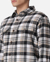 Men's Beige & Black Drop Shoulder Flannel Cotton Full Sleeves Shirt