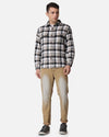 Men's Beige & Black Drop Shoulder Flannel Cotton Full Sleeves Shirt