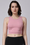 Women Gym Crop Tank Top Pink