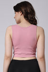 Women Gym Crop Tank Top Pink