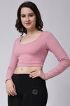 Pink Ribbed Crop Gym Top