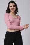 Pink Ribbed Crop Gym Top