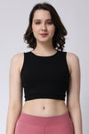 Women Gym Crop Tank Top Black