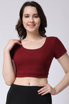 Women Gym Half Sleeves Crop Tank Top Maroon