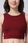 Women Gym Crop Tank Top Maroon