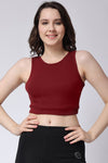 Women Gym Crop Tank Top Maroon