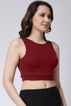 Women Gym Crop Tank Top Maroon