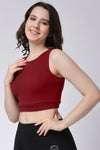 Women Gym Crop Tank Top Maroon