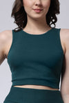 Women's Gym Co-Ord Set Ribbed Sleeveless Green