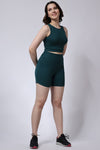 Women's Gym Co-Ord Set Ribbed Sleeveless Green